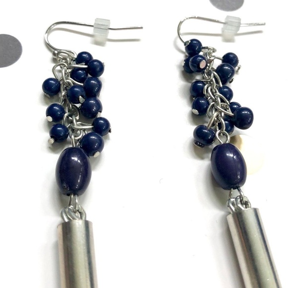NEW Chico’s Navy Boho Tassel Earrings - Picture 3 of 3